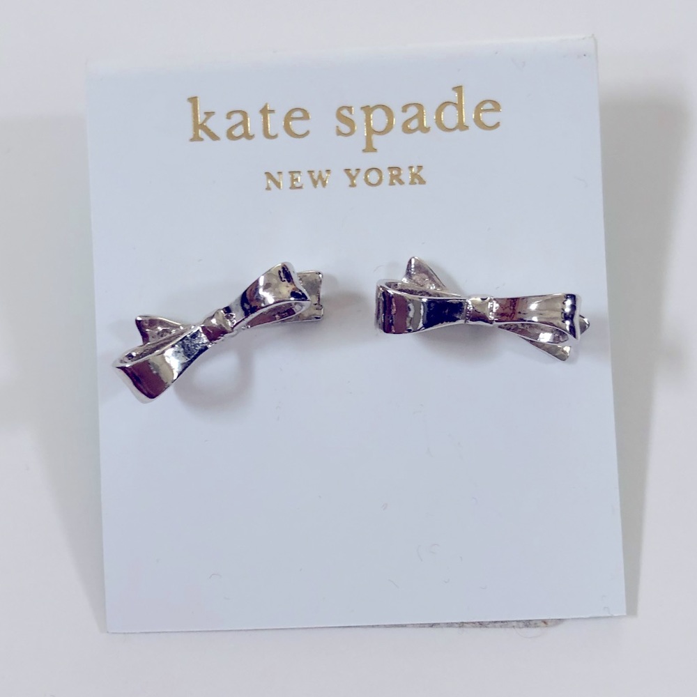 NWT Kate Spade Silver 14K Gold Fill Bow Earrings